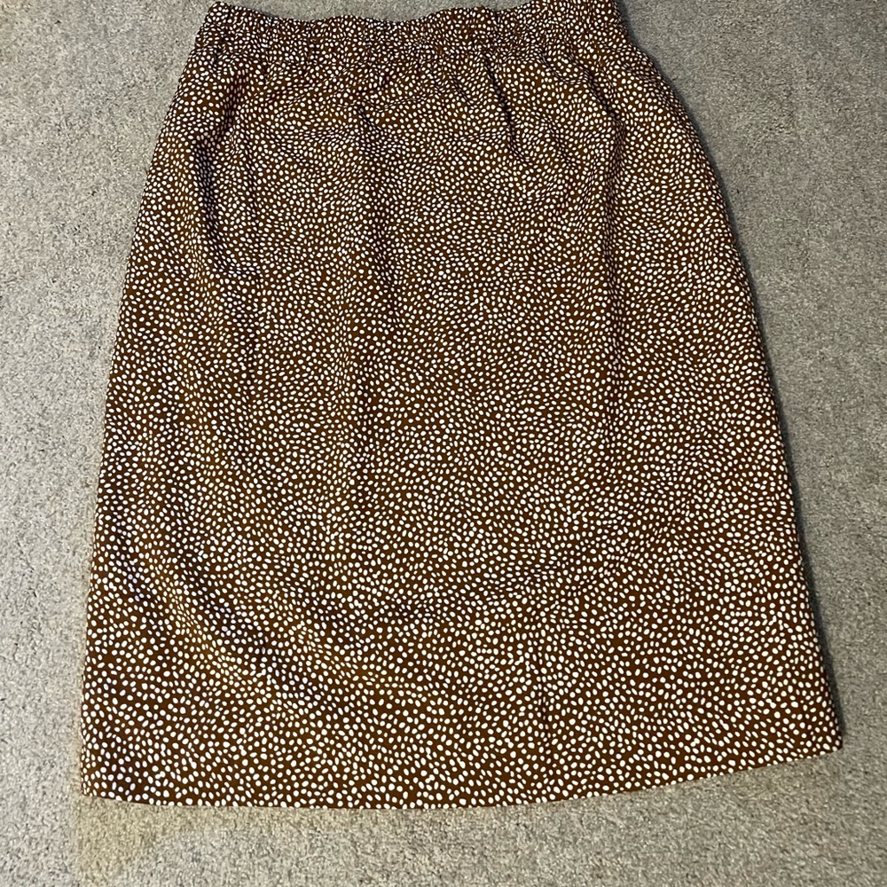 J. Crew Factory Brown and White Midi Skirt